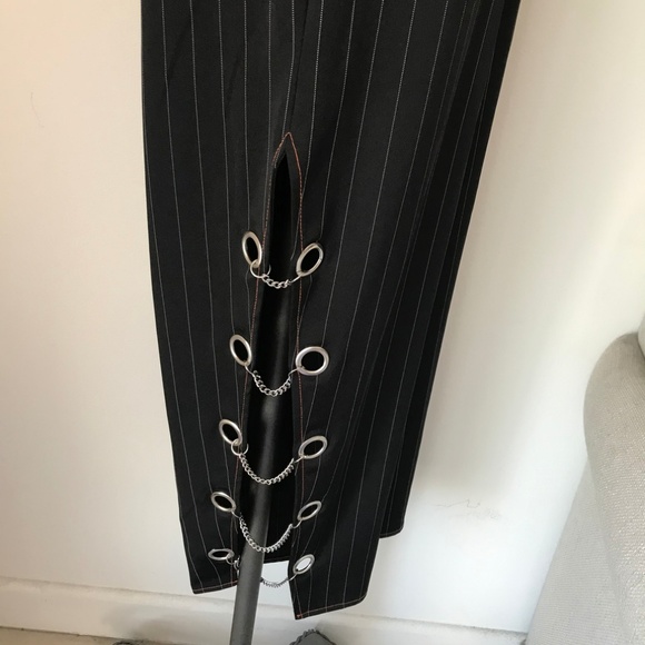 [LF] Black Stripe Chain Jumpsuit Overalls - Picture 3 of 5